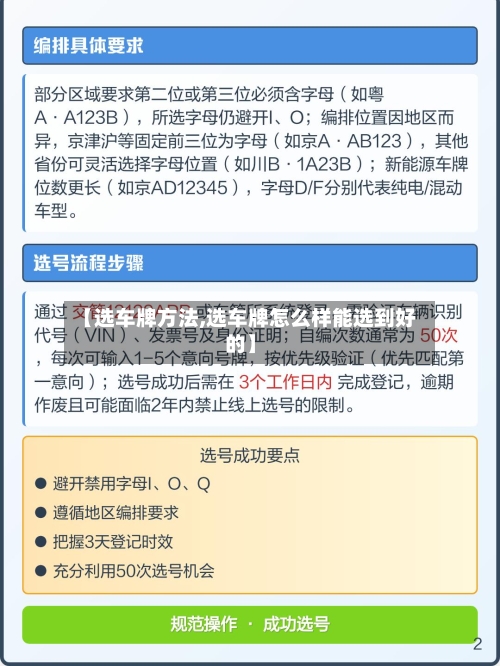 【选车牌方法,选车牌怎么样能选到好的】