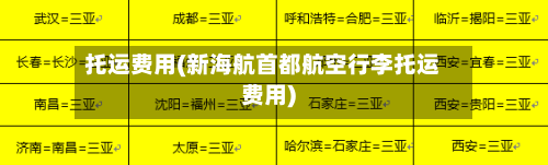 托运费用(新海航首都航空行李托运费用)-第2张图片