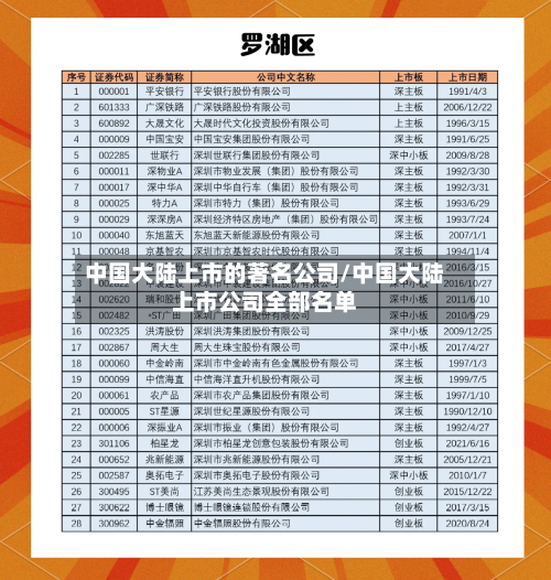 中国大陆上市的著名公司/中国大陆上市公司全部名单-第2张图片