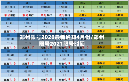 郑州限号2020最新通知4月份/郑州限号2021限号时间-第2张图片